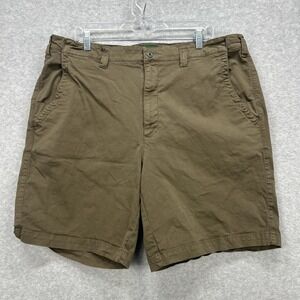 Orvis Shorts Mens 40 Dark Brown Khaki Chino Stretch Elastic Waist‎ Casual Hiking